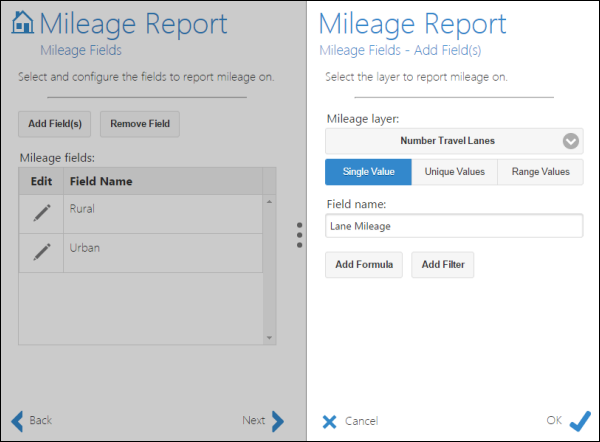 The second mileage field is added